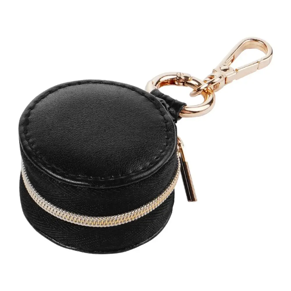 

Creative Solid Colored PU Jewelry Case Round With keyring Necklace Ring Case PU Leather Lightweight Jewelry Storage Box Girls