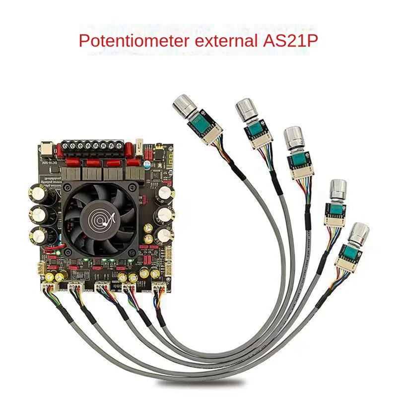 AS21P Bluetooth 5.1 Digital Power Amplifier Board 2.1 Channel TPA3255 DC 18-50V for Subwoofer Speaker, External