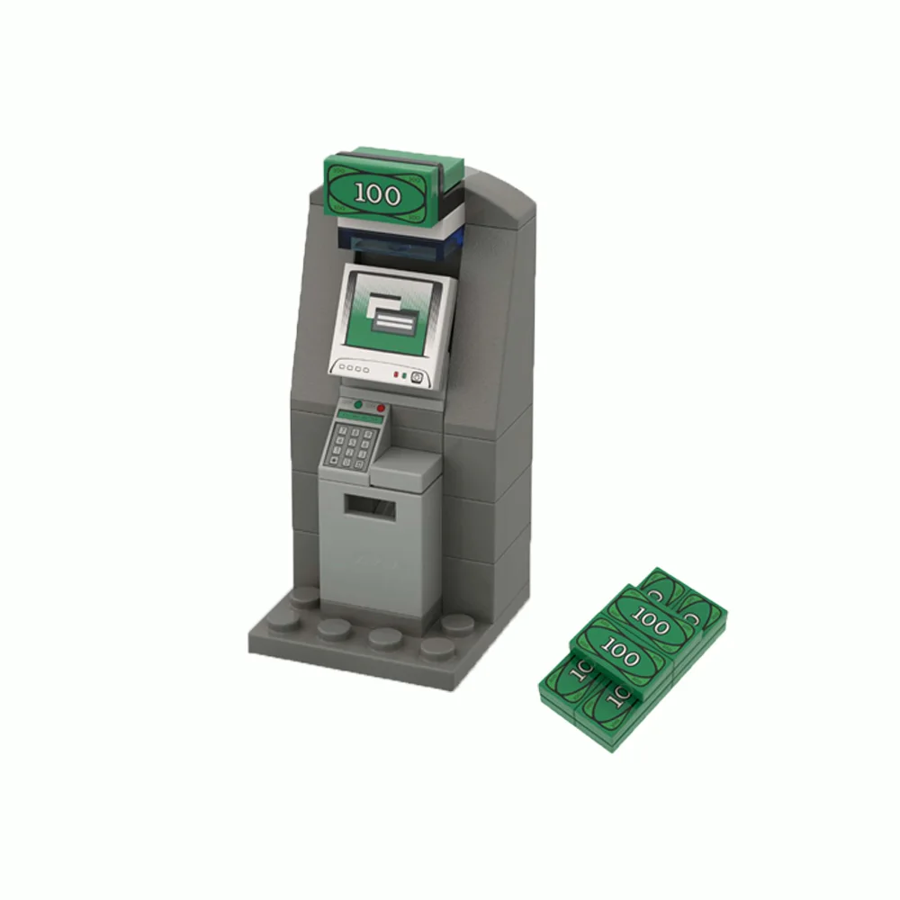 DIYシティバンクATMセット金庫ブロックキットドル紙幣マネーアクセサリーシティMOCビルディングブロック用