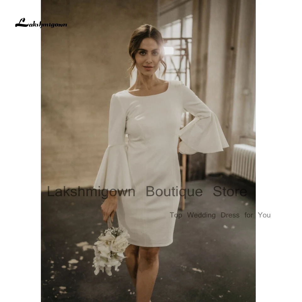 

Lakshmigown Simple Sheath Short Wedding Dress Beach Summer 2023 New Mariage Puffy Long Sleeve Boho Bridal Gowns