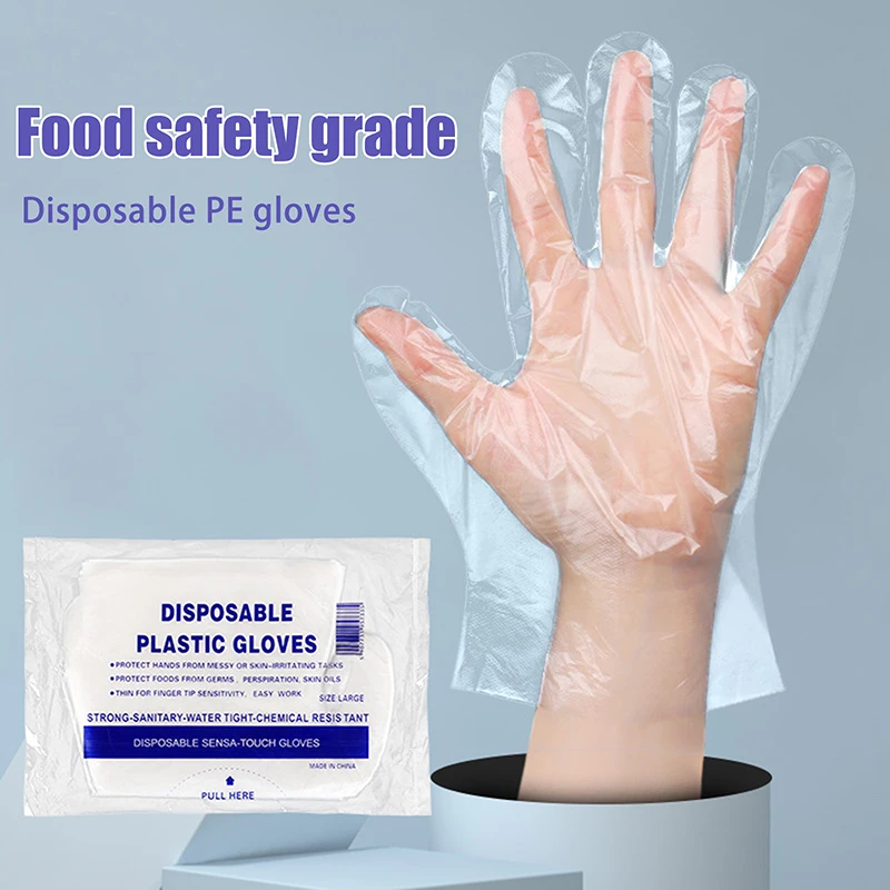 

100 упаковок одноразовых пластиковых перчаток для барбекю, кухни и ресторана, прозрачных и водонепроницаемых
