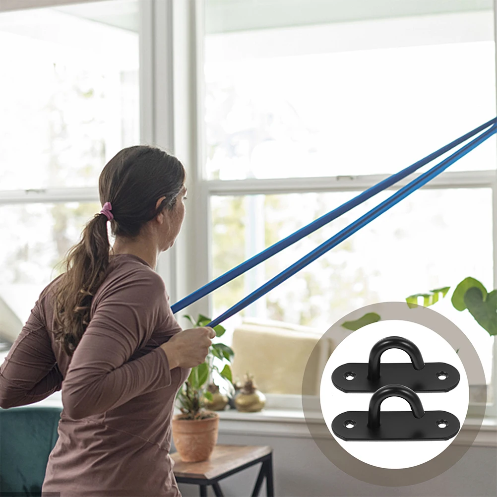 

2pcs WallMounted Exercise Anchor Resistance Bands Rack Black Large Hooks Sturdy Stainless Hook Suitable Indoors