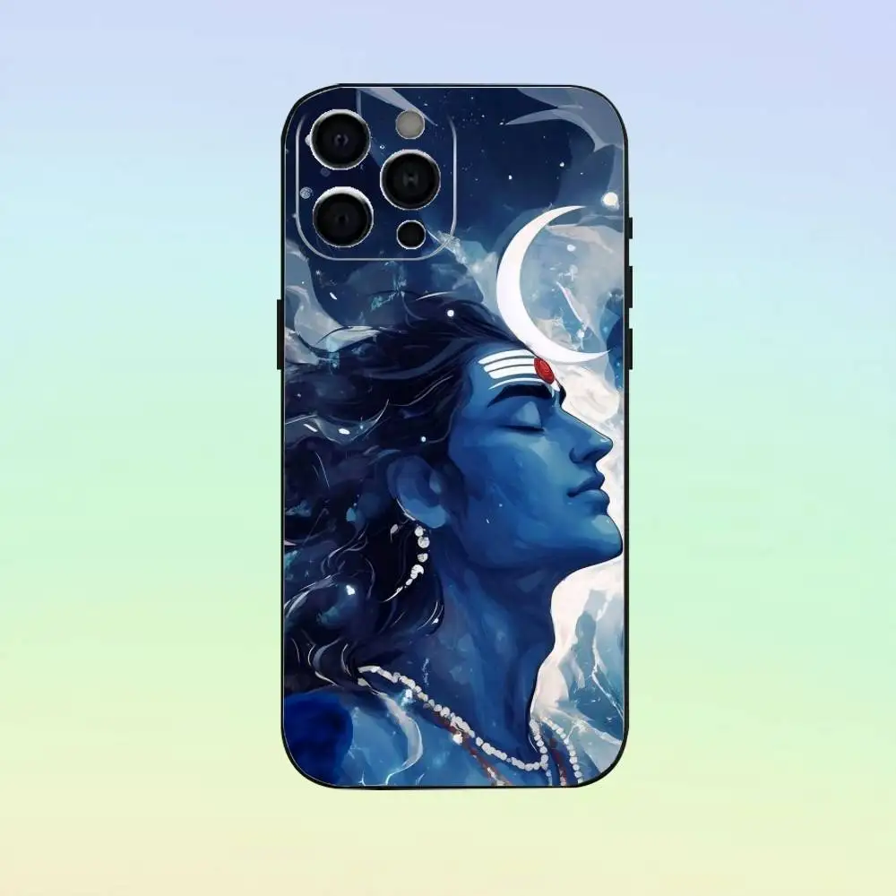 Capa de telefone Lord Shiva M-Mahadev da Índia para iPhone17,16,15,14,13,12,11 Plus,Pro Max Soft Black Cover