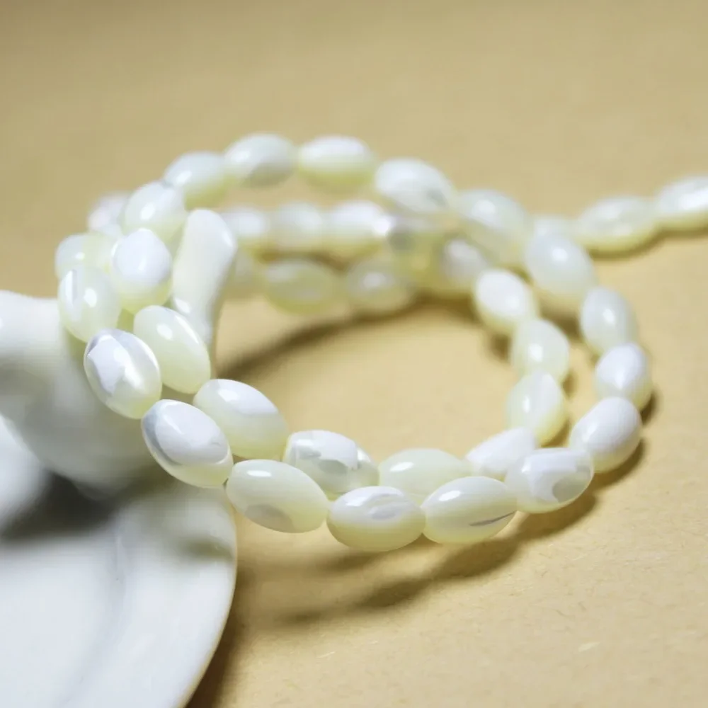 Natural Rice shape Trochus Top Shell Stone White   Beads For Jewelry Making DIY Bracelet Necklace 4*7/5*8/6*9 mm Strand 15\'\'