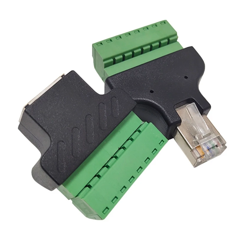 RJ45 Male To 8PIN Screw Terminal Adapter Highly speed Data Transfer Plastic Networking Adapter Light Plastic Construction