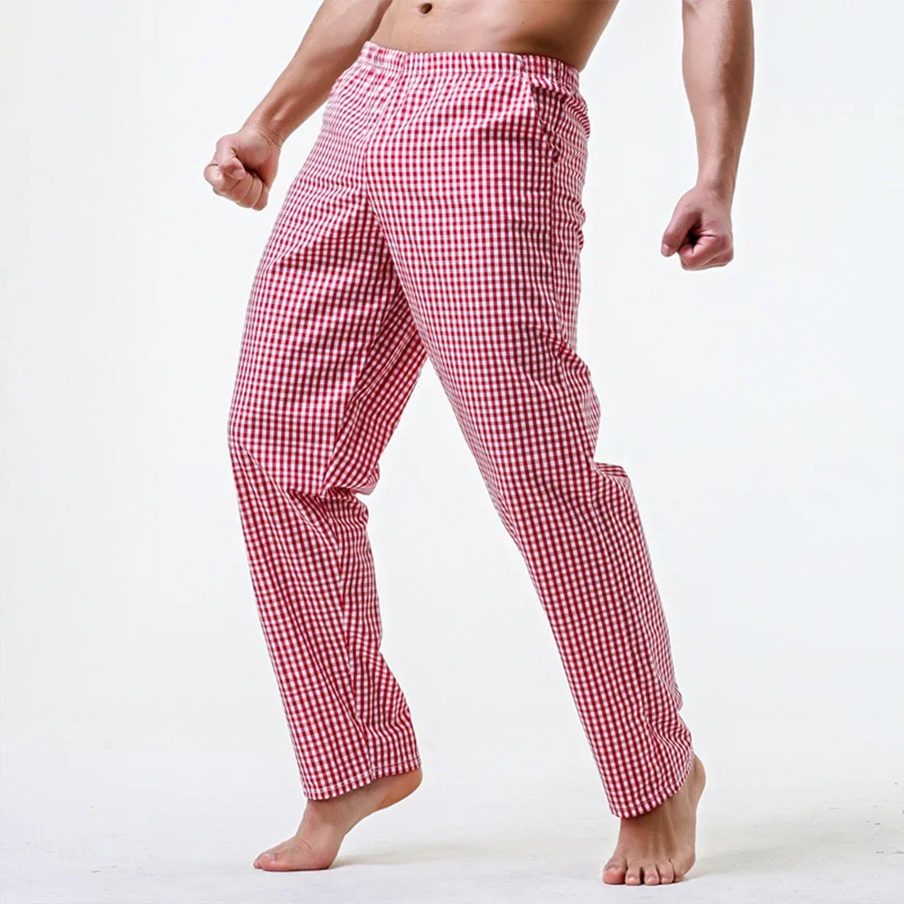 Customized purecotton men's air-conditioned home pants summer thin striped pajama pants Japanese mid-waist loose cotton trousers
