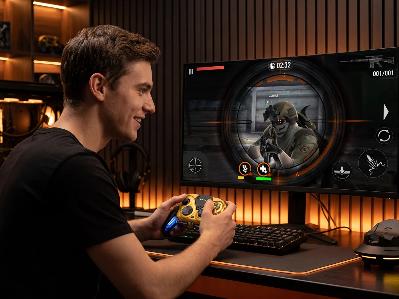 EasySMX D15 3-Modus-Spielcontroller, Gamepad mit TMR-Joystick, RGB-Ladestation für Nintendo Switch, PC, Android, iOS – Detail 18