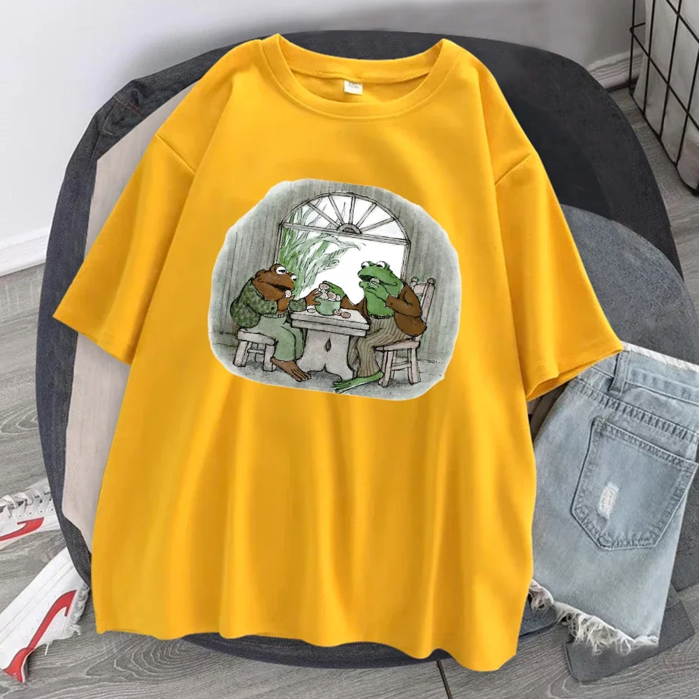 Cottagecore Aesthetic Frog And Toad Men Cotton Tops Vintage Casual O-Neck T-Shirt Personality All-math Clothes Mans Short Sleeve