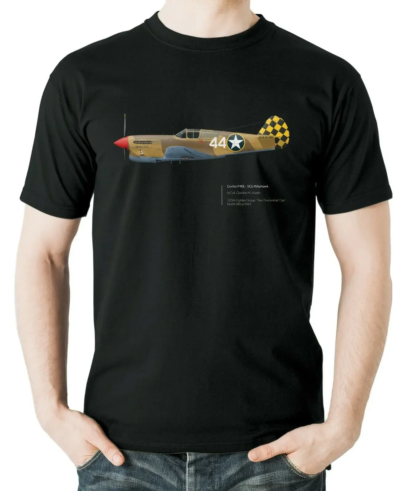 

Aviation Themed US Air Force P40L - 5CU Kittyhawk Fighter T-Shirt. Summer Cotton Short Sleeve O-Neck Mens T Shirt New S-3XL