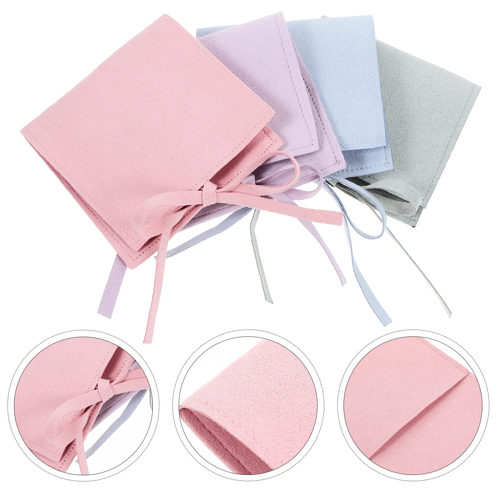 

4pcs Small Watch Storage Bags Soft Jewelry Pouches For Women Gift Packing Portable Organizers Microfiber Reusable Lightweight