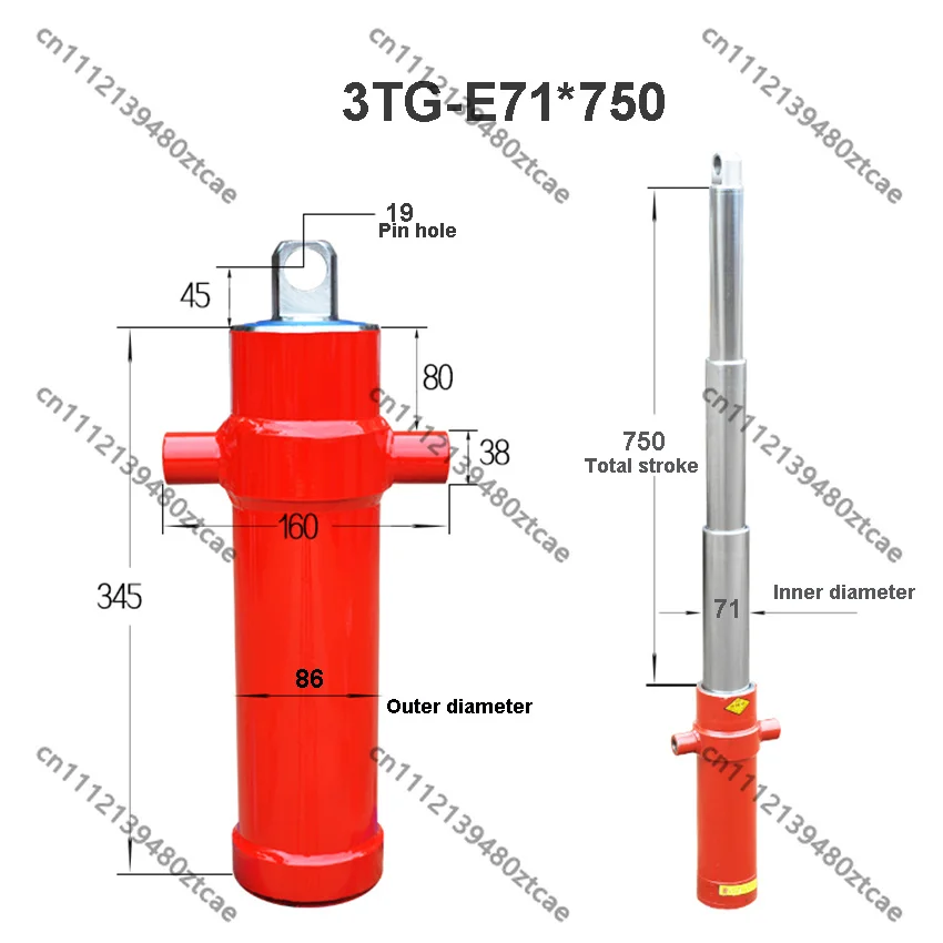 Single Acting 3 Stage Telescopic Sleeve Hydraulic Cylinder 750mm Stroke Heavy Duty Hydraulic Lifting Tool