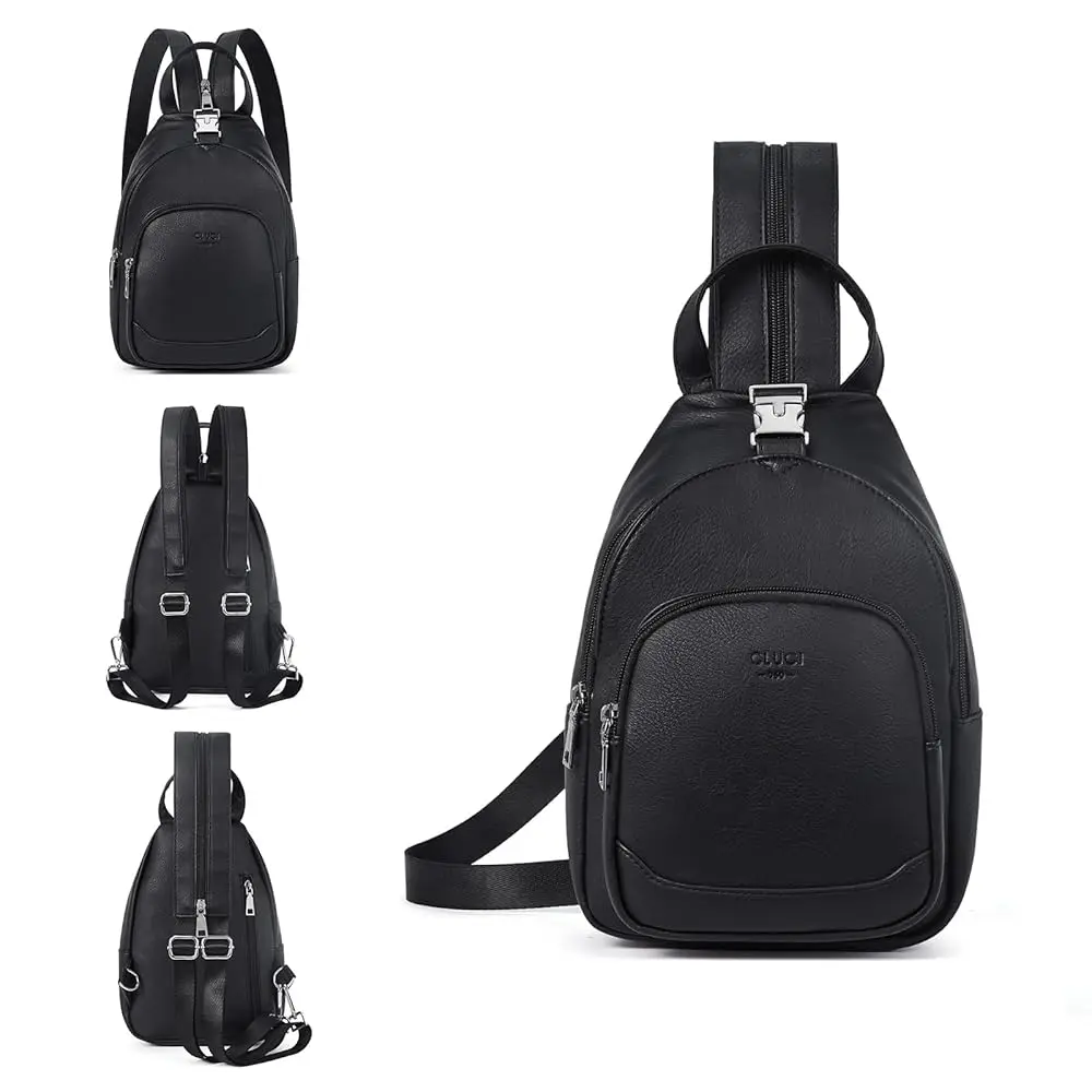 

Женская сумка-слинг CLUCI из кожи, маленький трансформируемый рюкзак-клатч, сумка через плечо для путешествий