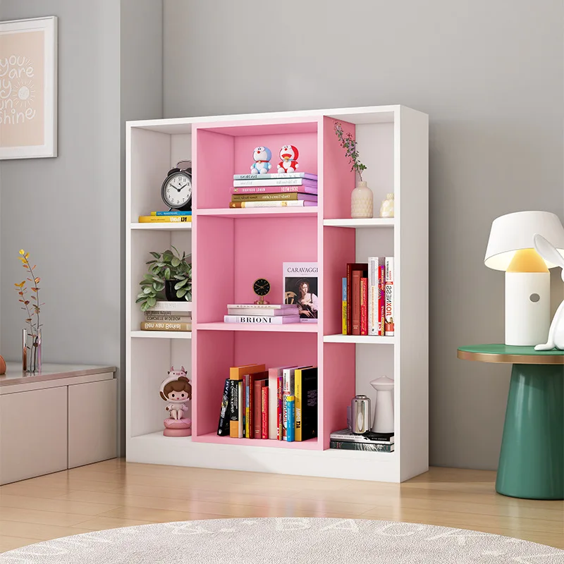 Simple bookcase floor cabinet storage short, book grid shelf bookshelf household floor