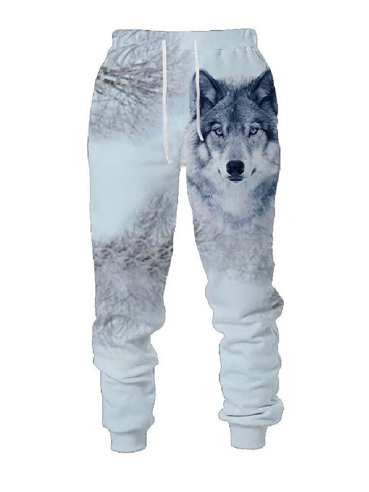 New Wolf Graphic Print Pants Men Sportwear Joggers Long Pants Men\'s Outdoor Fashion Sweatpants Male Hip Hop Casual Trousers