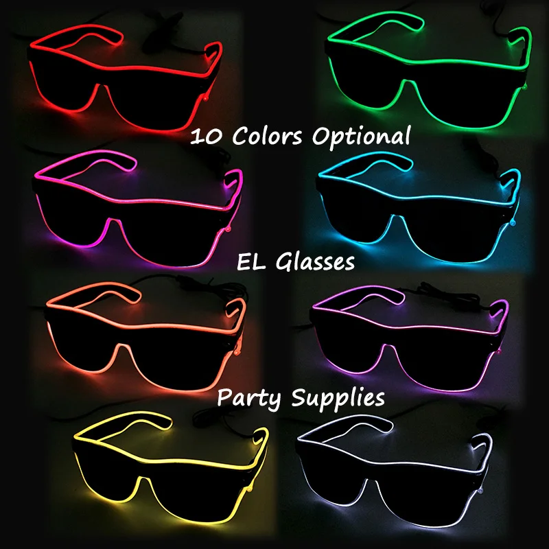 น่าสนใจแว่นตา EL Carnival แว่นตาปาร์ตี้คริสต์มาส Led เรืองแสงแว่นตากันแดดสำหรับอีสเตอร์ Disco Glow Party Supplies