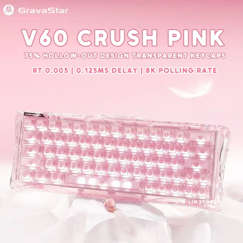 GravaStar Mercury V60 Magnetic Switch Mechanical Keyboard 8000Hz Rapid Trigger 0.005mm UFO Switches Gamer Wired RGB Keyboard