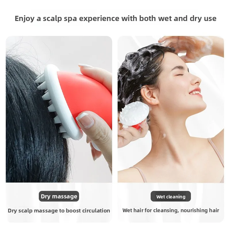 Cute Christmas Hat Shape Shampoo Brush Soft Silicone Scalp Massage Comb Hair Washing Tool for Shower Deep Scalp Cleaning