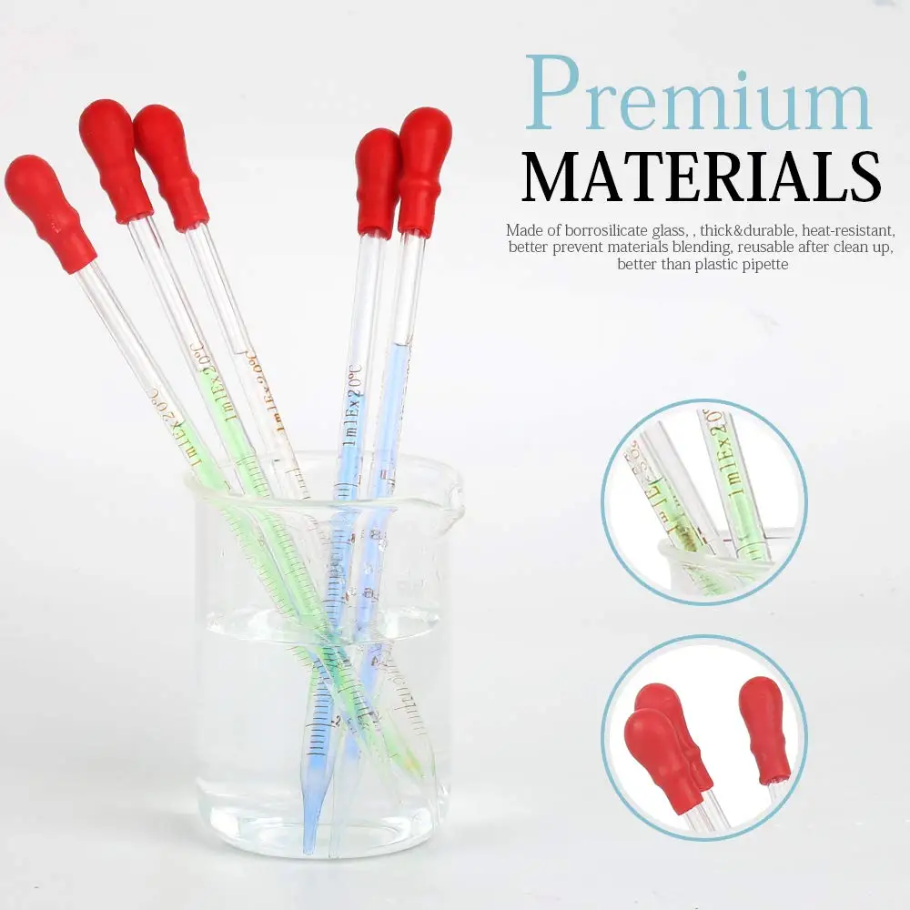 Eye Dropper Laboratory Equipment Thick Glass Pipette Glass Transfer Pipettes 0.5ml/1ml/2ml/3ml Sizes Liquid Dropper