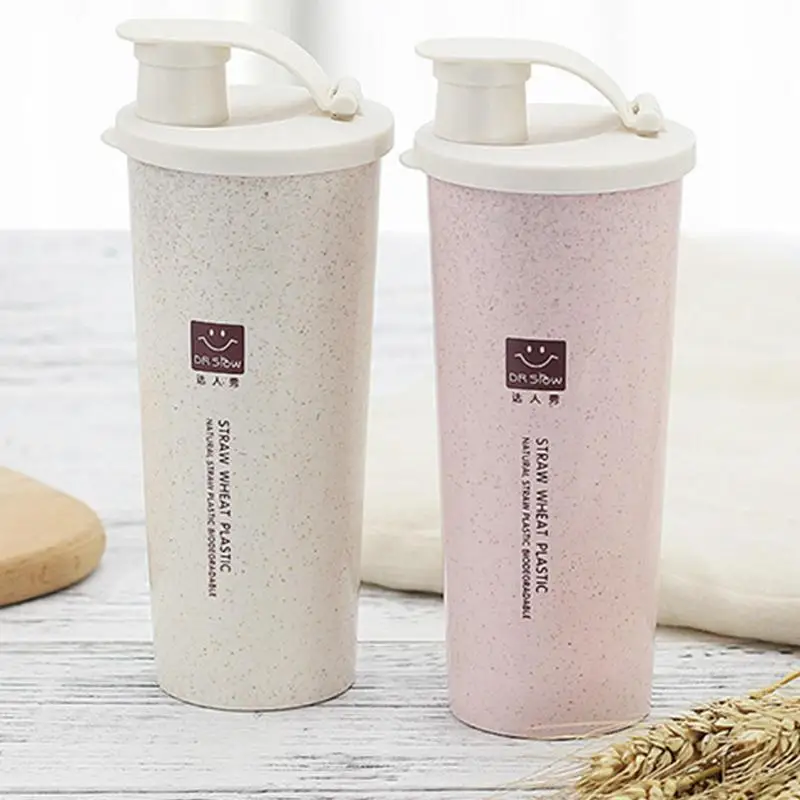 450ml Straw Water Bottle Cup Leak-proof Drink Cup Single-layer Wheat Fragrance Carry-on Cup Suitable For Home Office Car