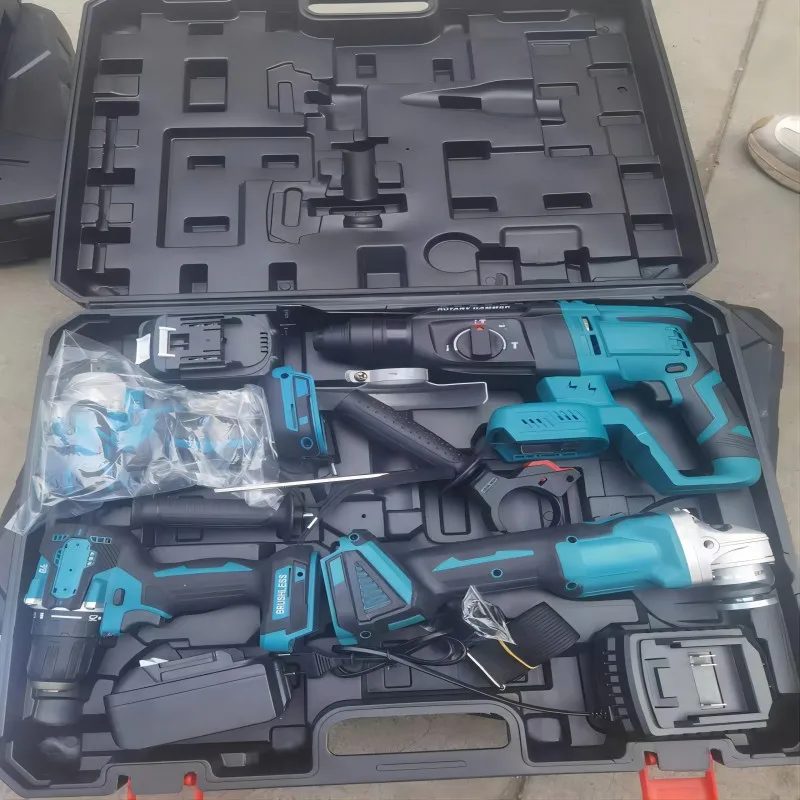 Power drill set of China factory, portable brushless cordless drill, lithium battery power tool kit