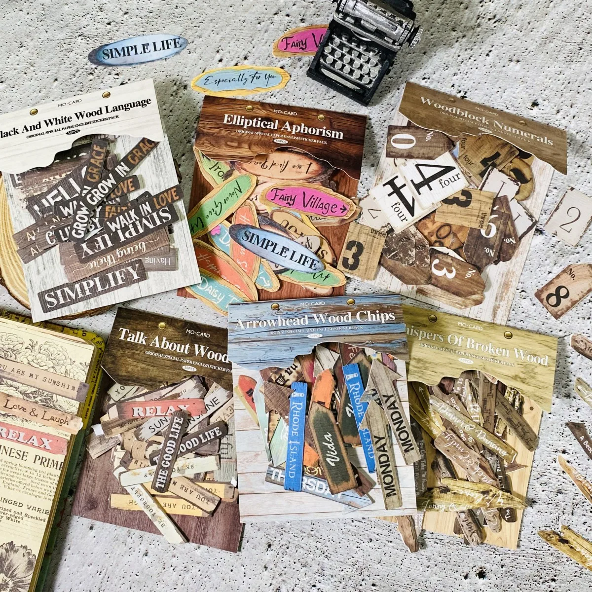 

Journamm 50sheets Vintage Paper English Word Stickers for Card Creation, Scrapbooking, Albums, Journals Decorative Stickers