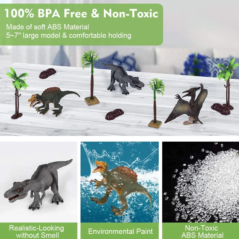 ของเล่นไดโนเสาร์2ชิ้นชุดไดโนเสาร์พลาสติกประกอบด้วย T-Rex, Stegosaurus, Monoclonius เหมาะสำหรับเด็กและเด็กวัยหัดเดิน