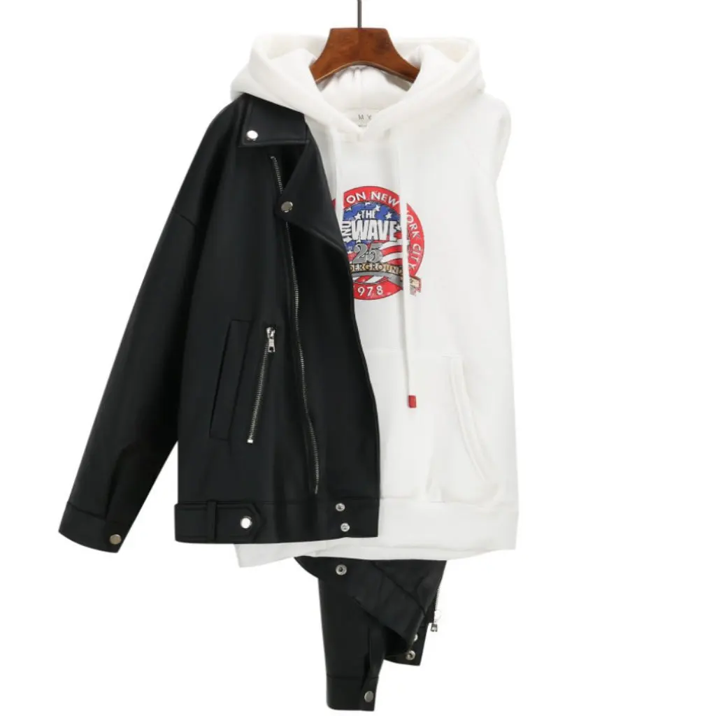 

Small Leather Jacket for Women Short K-Style Loose Bf Motorcycle Jacket for Spring Autumn And Winter European Station