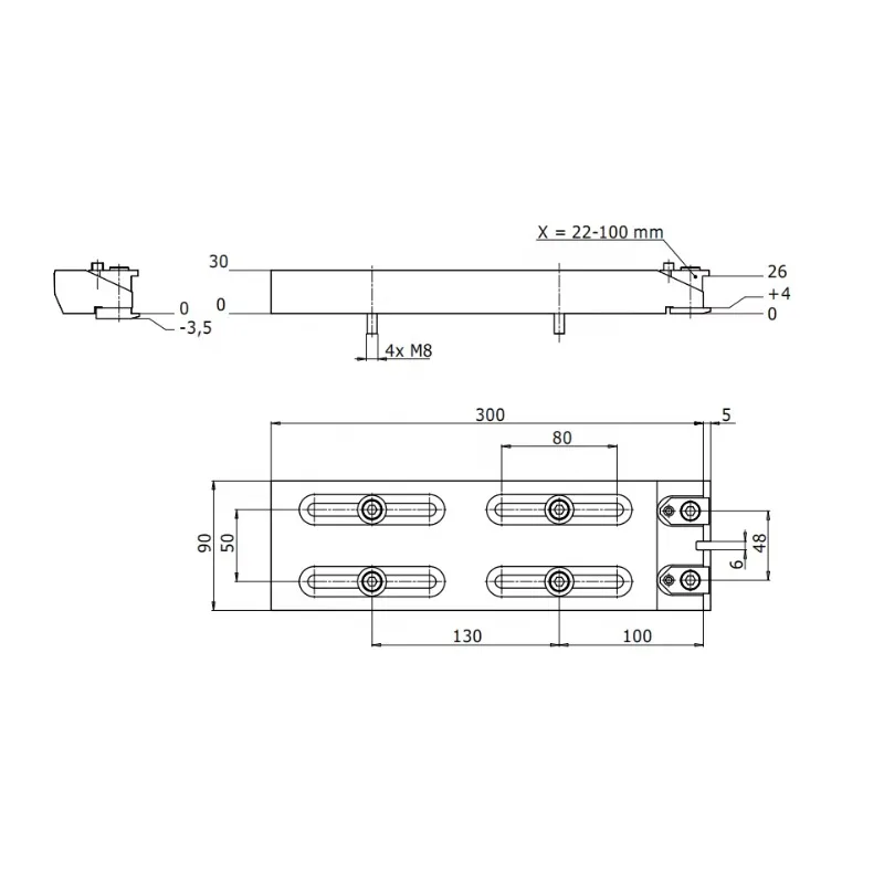 HPEDM Same System 3R C 666 020 Precision Stainless Steel 300*90*30 Mm WEDM Zeroline Clamping Support Plate HE-R06982