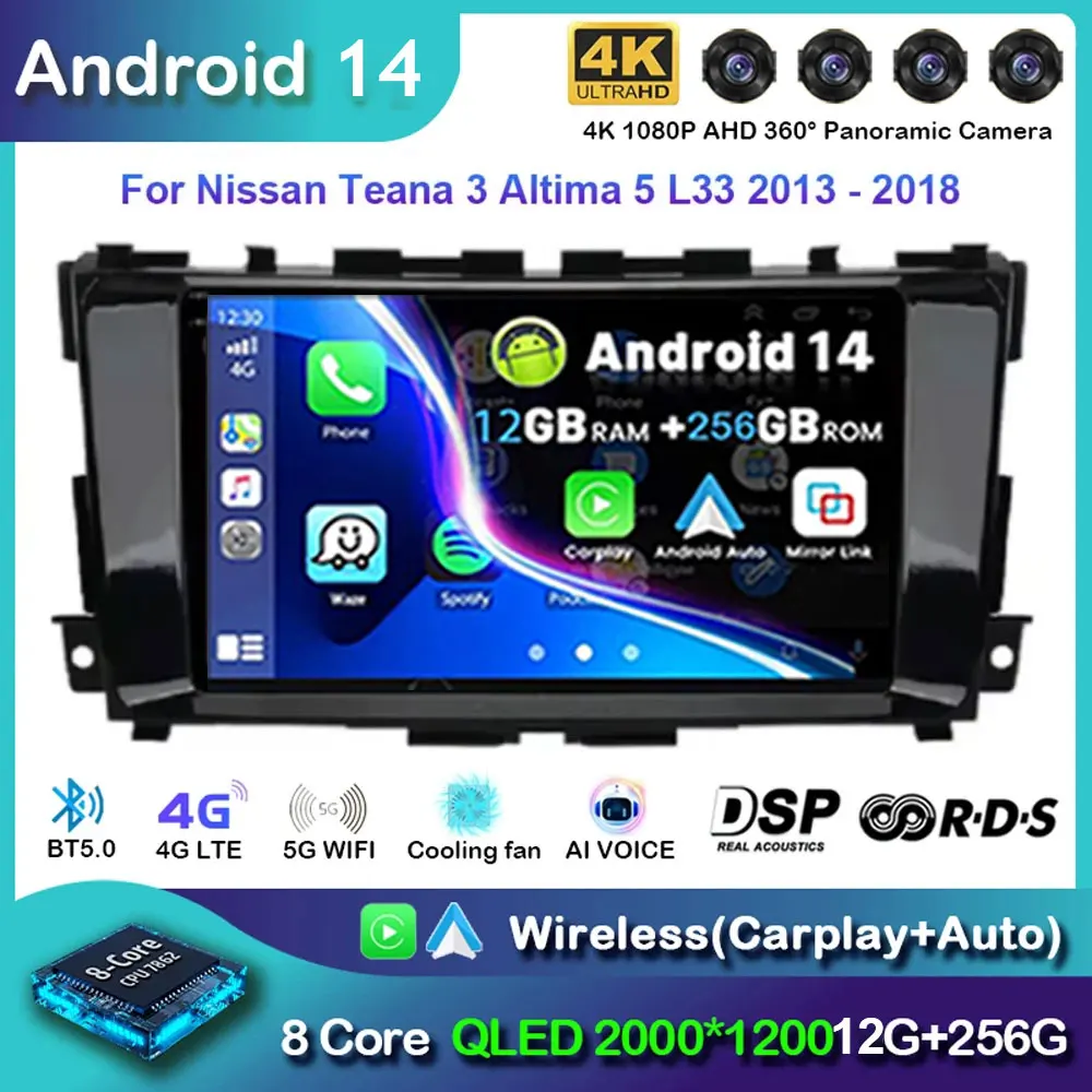 

Android 14 Carplay Auto Radio For Nissan Teana 3 Altima 5 L33 2013-2020 Multimedia Video Speler Navigatie Gps Wifi + 4G Stereo