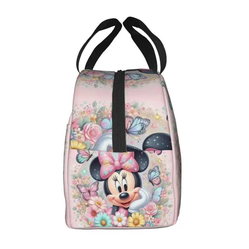 Custom Anime Cartoon Cute Mickey Mouse Minnie Insulated Lunch Bag Women Portable Thermal Cooler Bento Box Beach Camping Travel