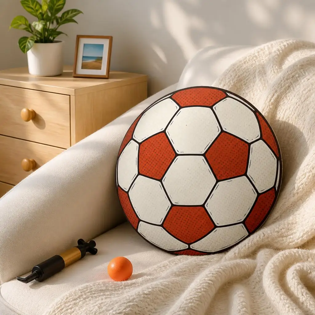 Soccer Ball Shaped Pillow Football Cushion Stuffed Throw Pillow for Soccer Players Sofa Bedroom Home Decor Game Room Gift