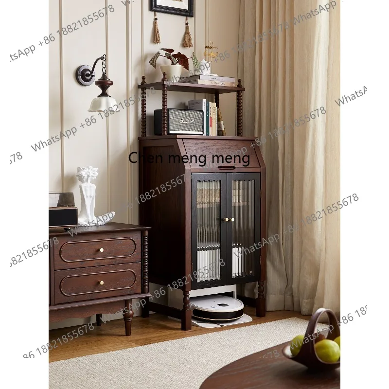 

French retro sweeping robot shelf home living room entrance side cabinet storage cabinet