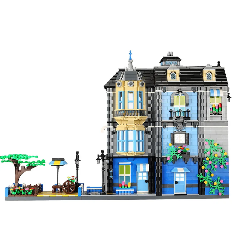 MOC Idea City Street View Garden Cafe Construction Building Blocks, Bricks Model, Montagem de brinquedos para crianças, Gift Set, 2324Pcs