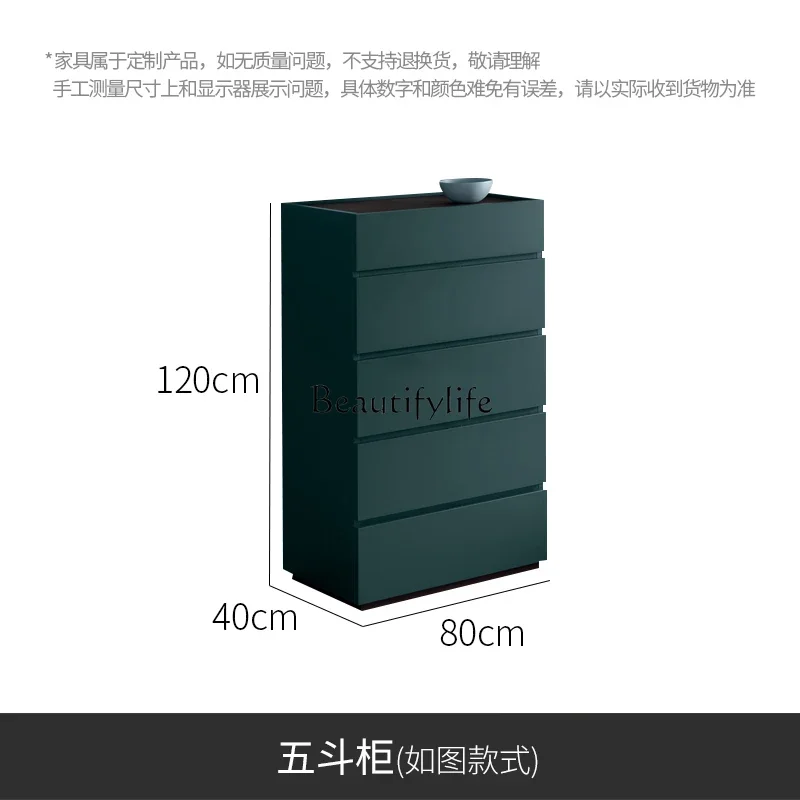 LS 04 خزانة تخزين غرفة النوم الإيطالية البسيطة وخزانة درج الطلاء باللون الأخضر الداكن