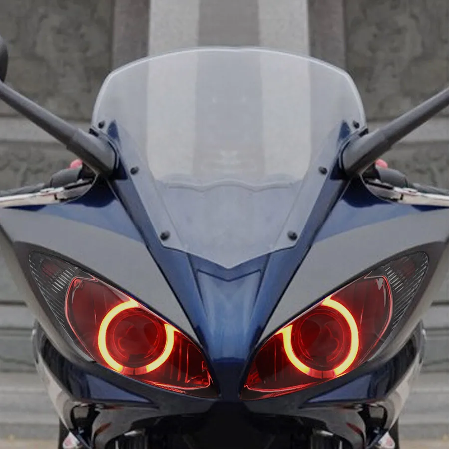 Front LED Headlight Hi/Lo Beam Headlamp Angel Eye HID Projector Xenon Head Light Assembly Motorcycle For Yamaha FZ6S 2003-2009