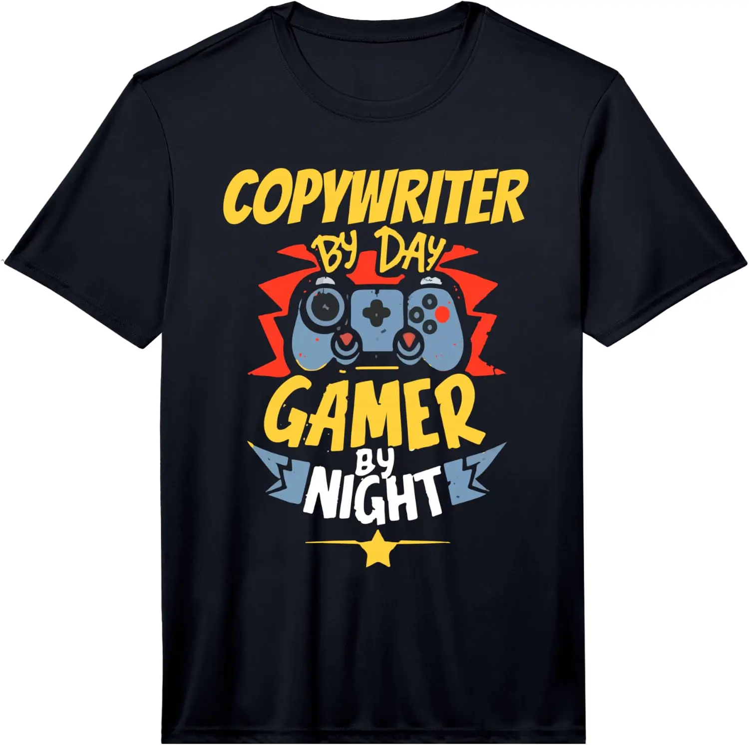Mens Day Gamer By Night Funny Copywriter Gaming Performance T-Shirt 100% Cotton Trendy Y2K Short-Sleeve Tee-Soft, Quick-Drying,