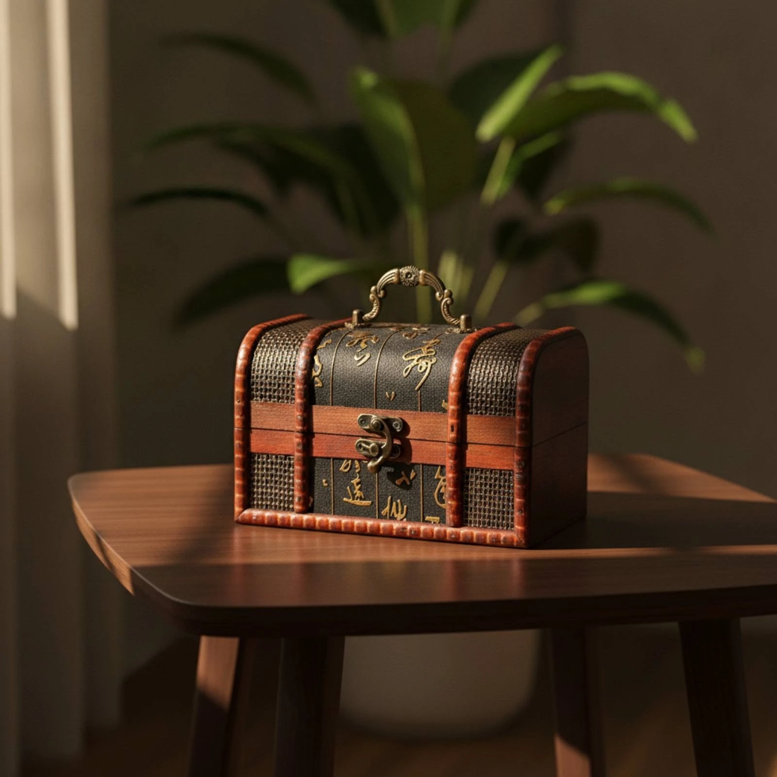 Wooden Decorative Storage Box with Handle Small Decorative Storage Chest Wooden Chest Compact Portable for Collectors