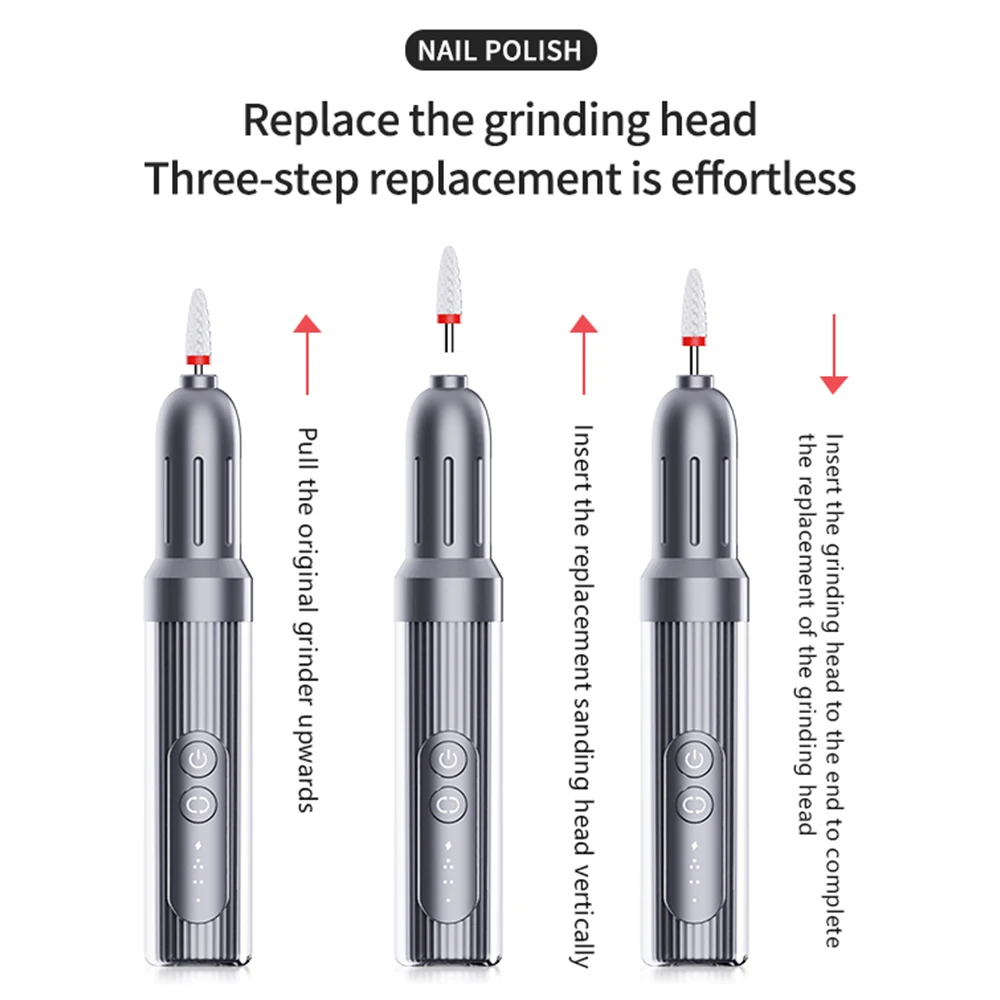 مجموعة أقلام طحن الأظافر USB للاستخدام المنزلي، مجموعة أدوات تلميع الأظافر لإزالة الجلد الميت #2