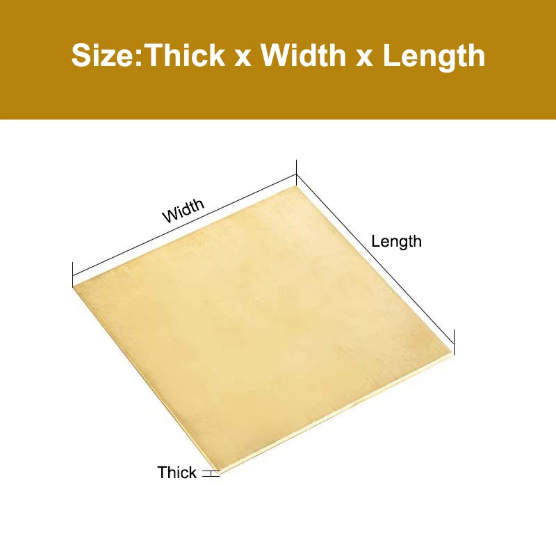 H62 Brass Plate Brass Sheet Processing, DIY Handmade Thickness 0.1/0.2/0.25/0.3/0.4/0.5/0.6/0.8/1/1.2/1.5/2/2.5/3/4/5/6mm