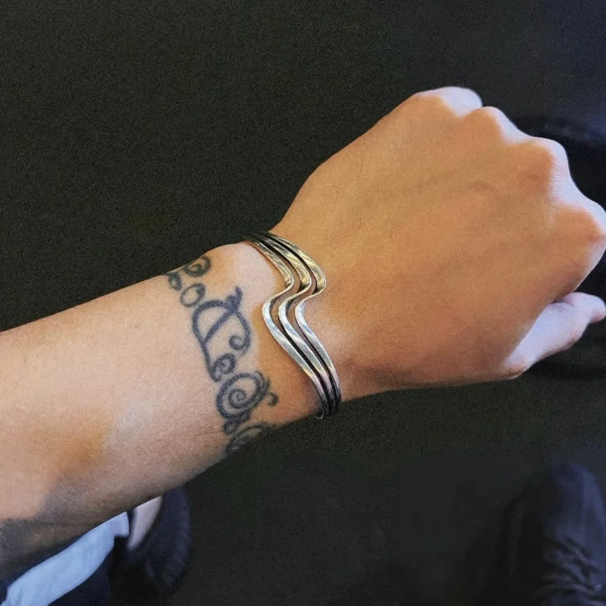 New 2024 Retro Personality Streamline Adjustable Silver Color Punk Bracelet Banquet Jewelry Accessories Gift