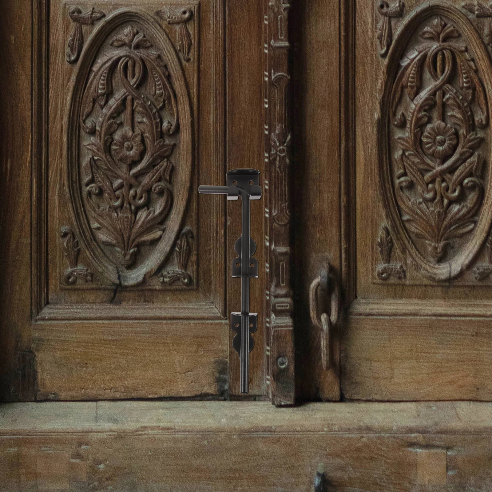 

Gate Latch Solid Heavy Duty Thickened Iron Cane Bolt Floor Latch Drop Rod for Wood Fence Protection Fence Gate Drop Rod