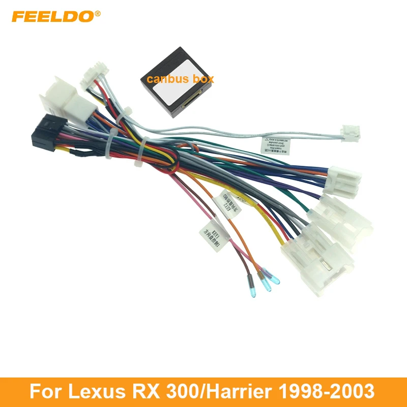 

FEELDO Car Audio 16pin Wiring Harness With Canbus Box For Lexus Harrler RX300 Stereo Installation Wire Adapter