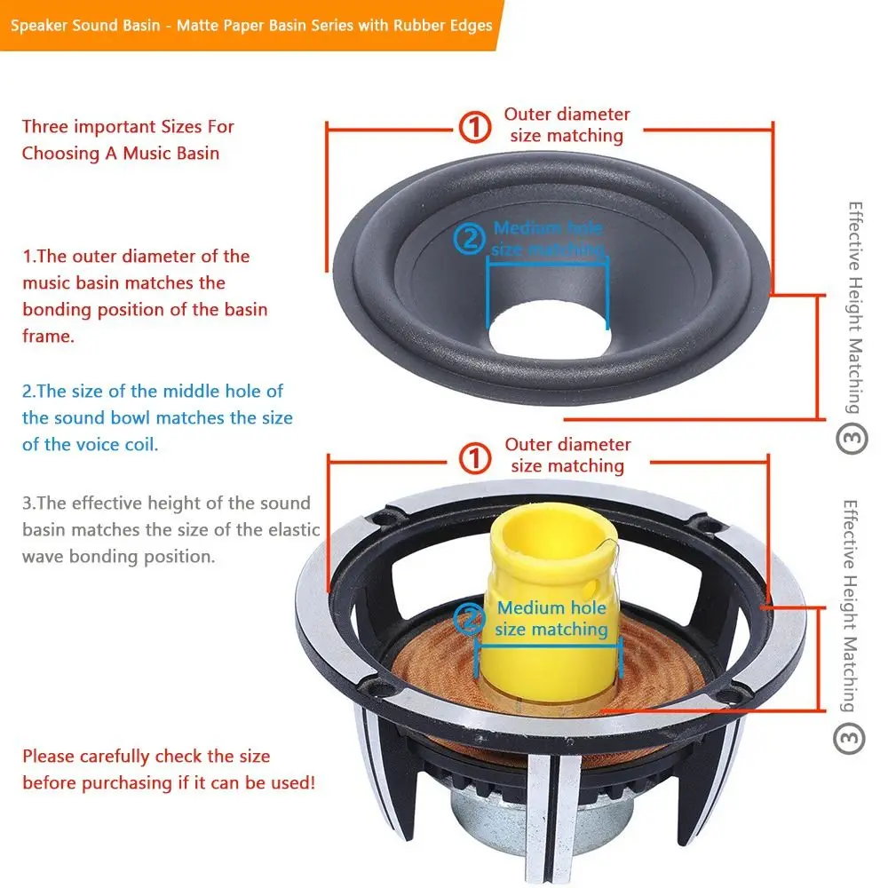 1Pcs 3/4/5/6.5/8/10/12inch Speaker Woofer Paper Cone Rubber Surround Black Voice Coil Repair Kit Matte Speaker Accessory view 5