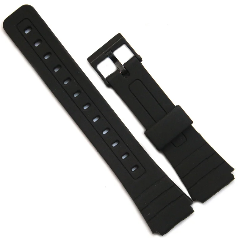 16mm 18mm 20mm Watchband For Casio F-91W Black Resin Watch Bracelet With Pins Black Buckle Watch Wristband For Casio F91 F91W