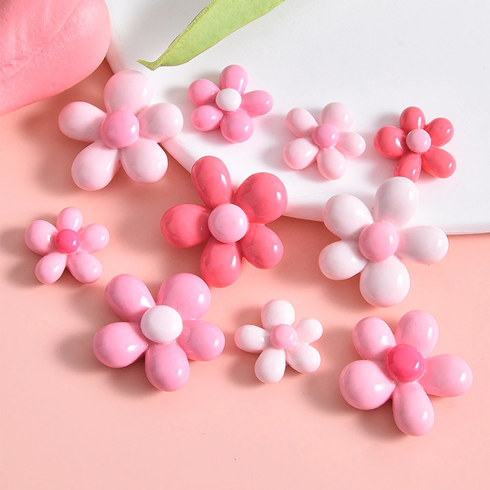 10PCS Rose Pink Flower Series Resin Flatback Cabochons For Hairpin Scrapbooking DIY Jewelry Craft Decoration Accessories