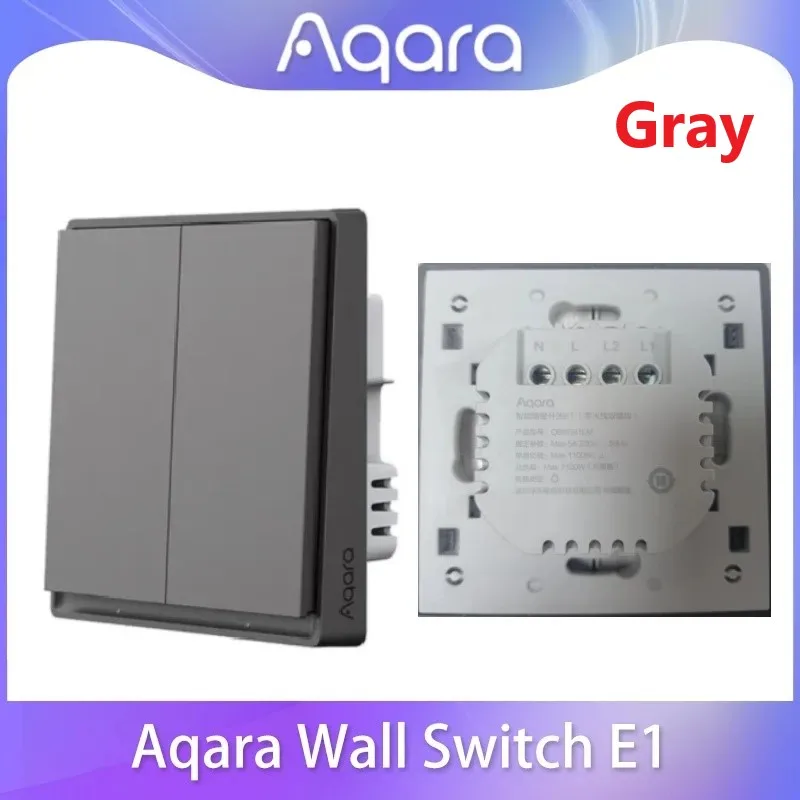 Умный настенный выключатель переключатель Aqara E1 Gray ZigBee 3,0, подключение FireWire с нейтральным и нейтральным проводом для приложения Mi Home Homek