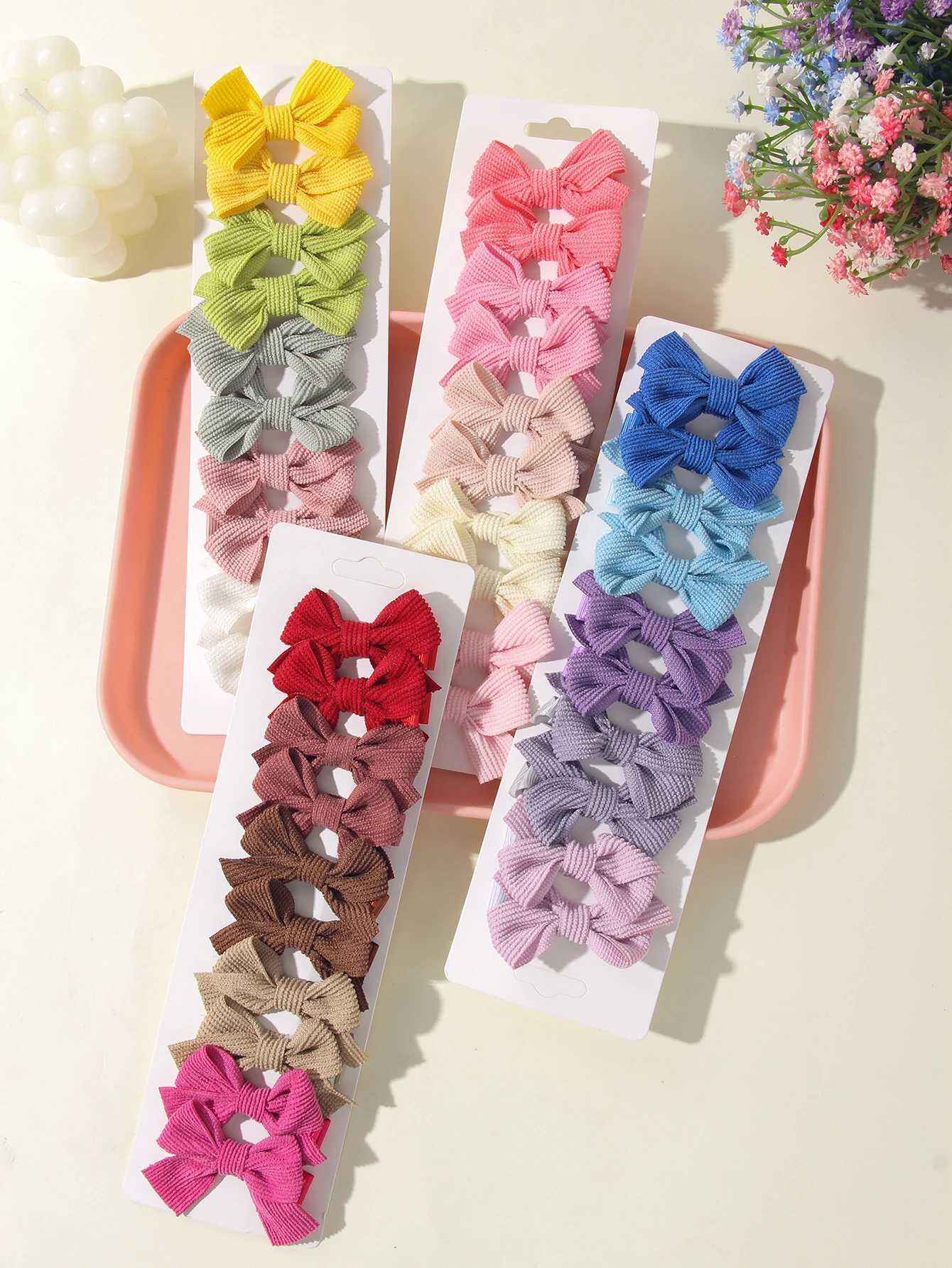 

20Pcs Solid Color Kids Bows Hair Clips For Baby Girls Handmade Ribbon Bowknot Hairpin MiNi Barrettes Hair Accessories