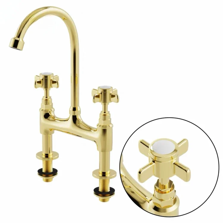 

Original brand newgold antique kitchen faucet gold brass faucet,kitchen faucet two lever,antique brass kitchen basin faucet anti