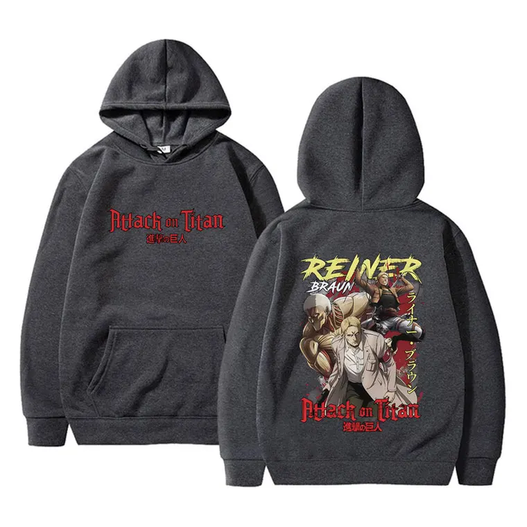 Anime Attack on Titan Reiner Braun Graphic Hoodie Men Women Cartoon Manga Merch Pullover Hoodies Male Oversized Fleece Tracksuit