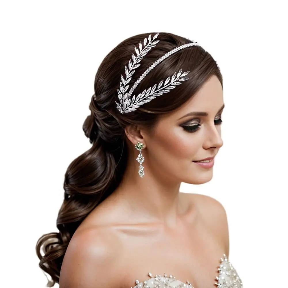 

Элегантные женские заколки для волос со стразами и листьями серебряного цвета, украшения для волос ручной работы, свадебная хрустальная тиара для женщин и девочек